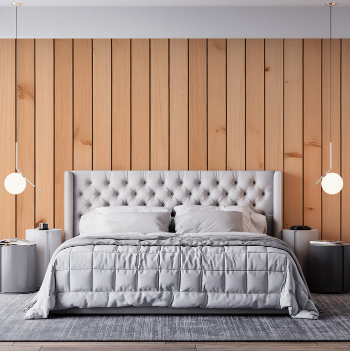 Papel de parede com aspecto de madeira | Tábuas claras e juntas pretas