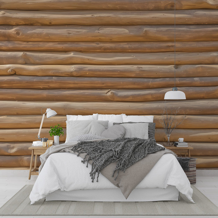 Papel de parede de imitação de madeira | Troncos de madeira horizontais