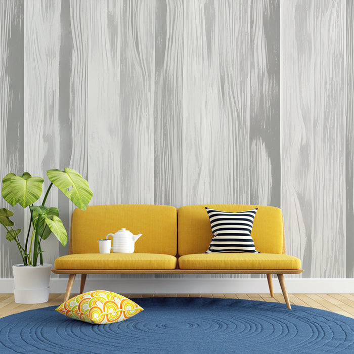 Wood-look Mural Wallpaper | Gray and white grain patterns