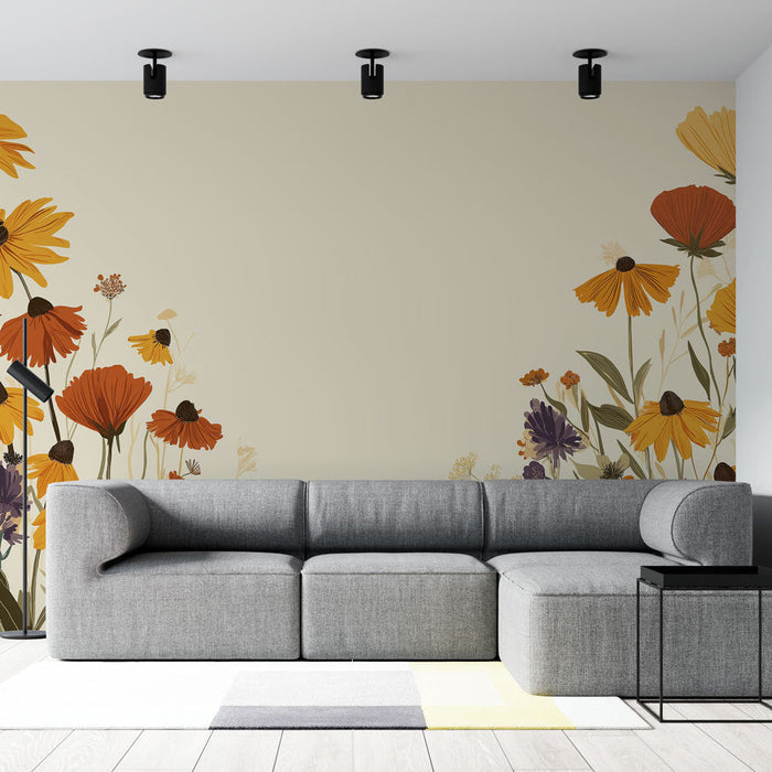 Mural Wallpaper champêtre | A harmonious bouquet of colorful flowers on a soft background