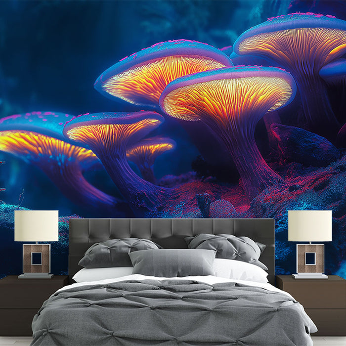 Fototapet lysende svampe | En magisk verden af flerfarvede svampe