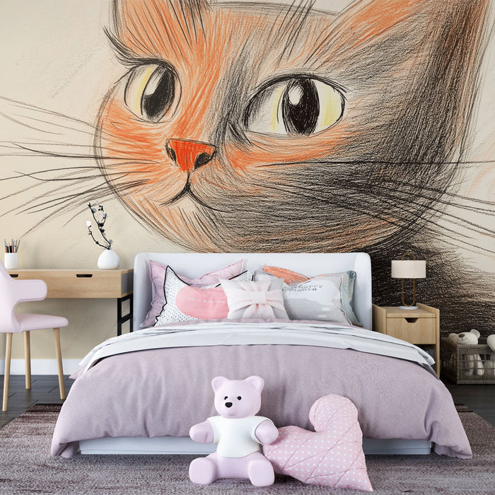 Tapetti värikäs kissa | Eläväisten kissan ilmaisutaitava kuvitus