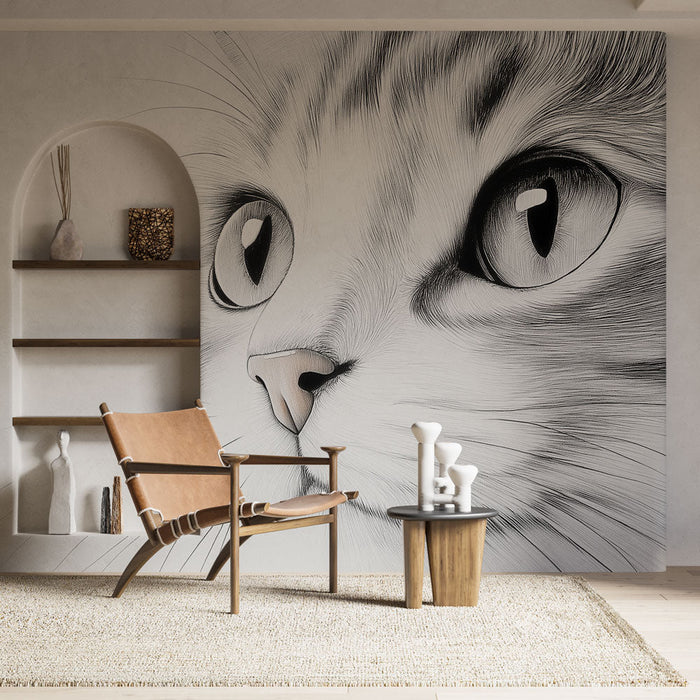 Foto Behang kat | Artistiek detail van een kat met betoverende ogen