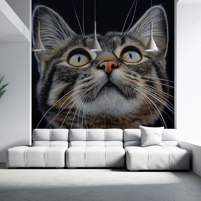 Foto Behang kat | Realistisch portret van een kat met betoverende ogen