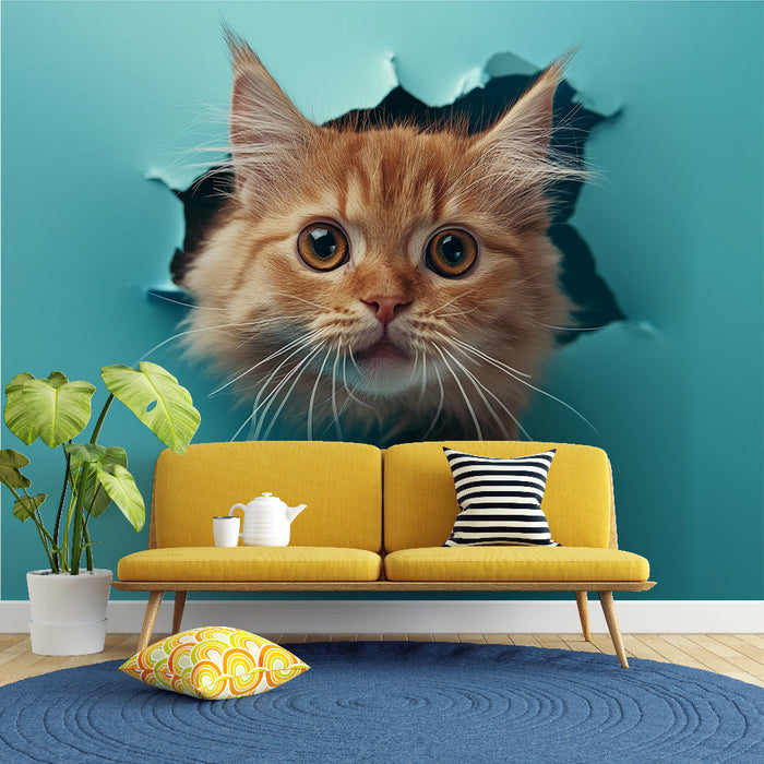 Tapetti ginger cat | 3D tulee seinästä