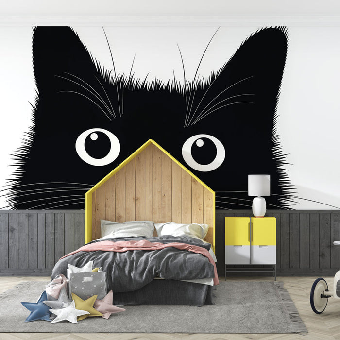 Tapeta s černým kočičím siluetem s výraznýma očima