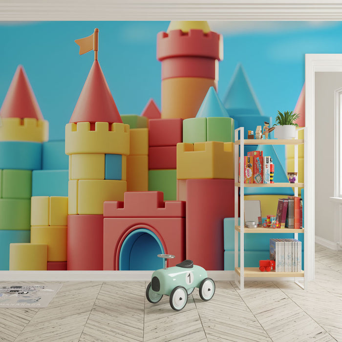 Mural Wallpaper colorful-blocks-castle | Et majestetisk imaginært slott bygget med plastikkblokker