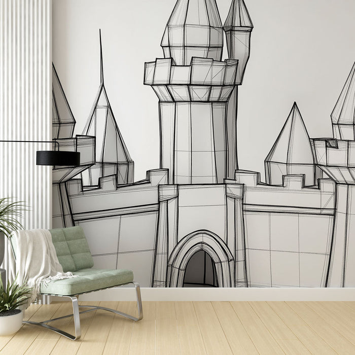 Tapeta castle | Hradní drátěný design pro hravý dotek