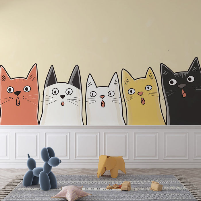 Ταπετσαρία τοίχου αστείες γάτες | Συλλογή από γάτες με έκπληκτες εκφράσεις