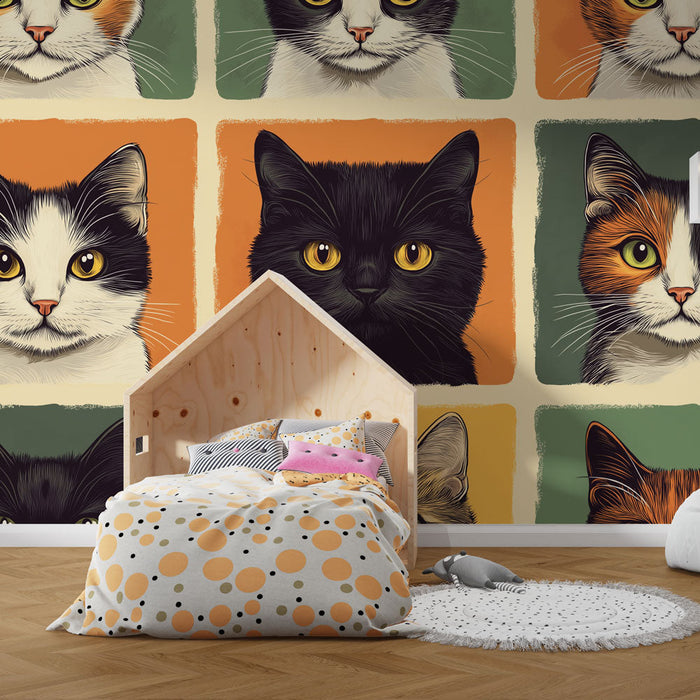 Foto Behang katten | Artistieke portretten van kleurrijke katten