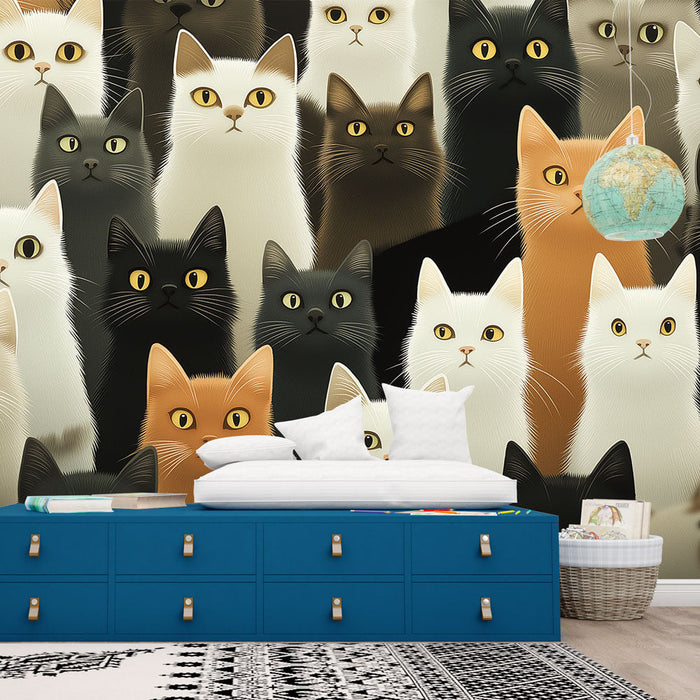 Tapeta cats | A multitude of felines with captivating eyes