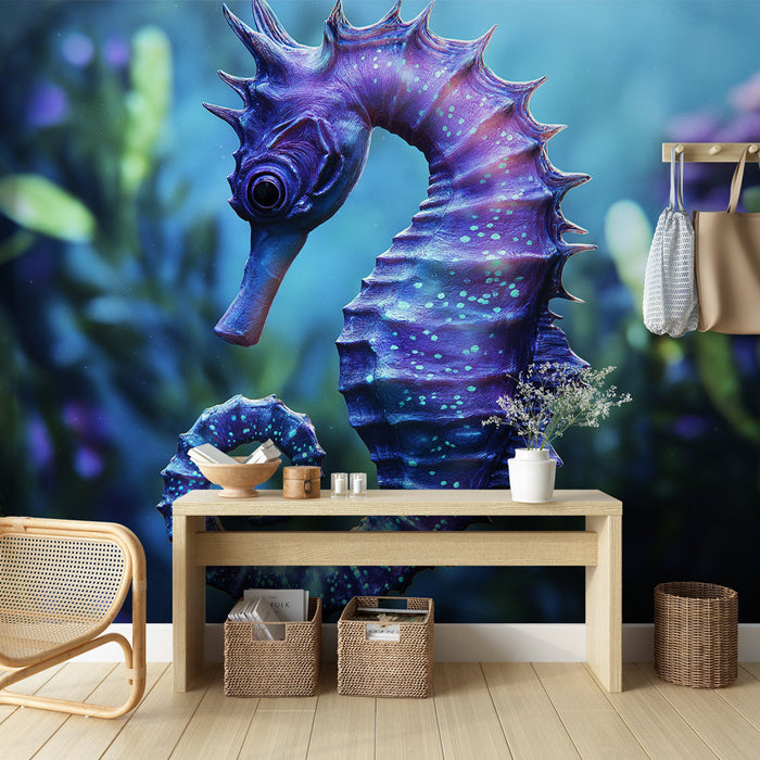 Falfestmény tapéta tengeri csikó | Színes tengeri csikó egy vízi környezetben