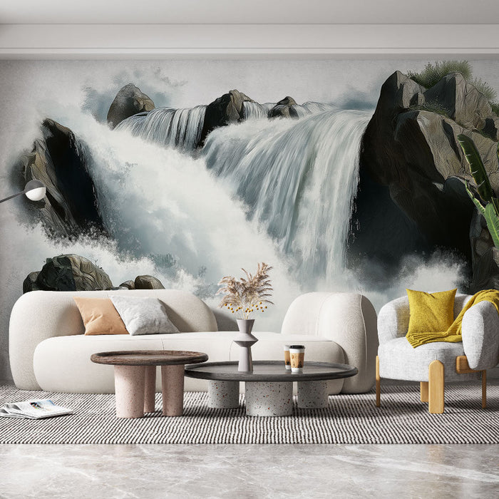 Foto Behang waterval | Woeste cascades op majestueuze rotsen