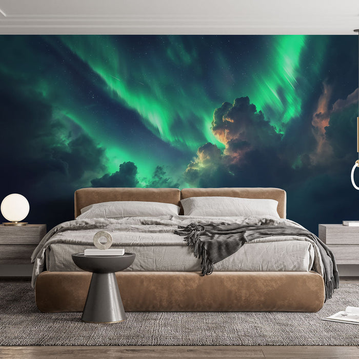 Ταπετσαρία έναστρος ουρανός | Πράσινα βόρεια φώτα
