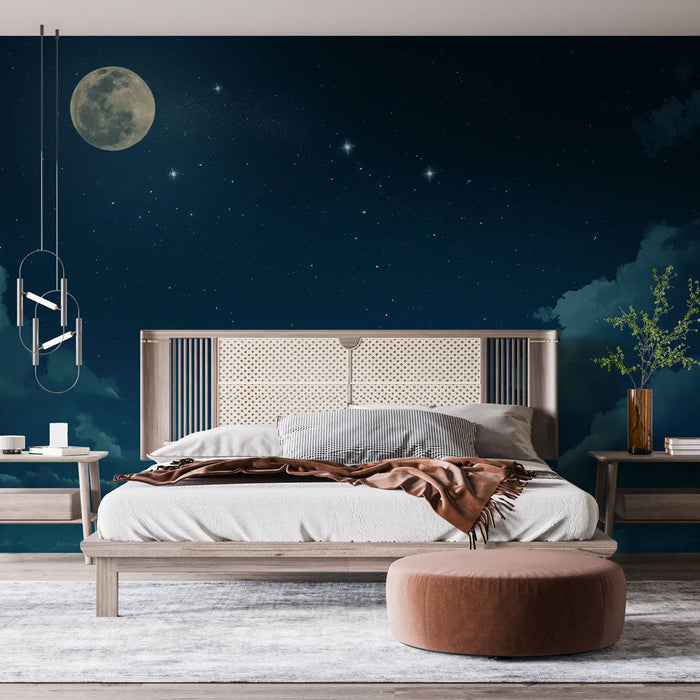 Papel de parede ceu estrelado | Lua e noite estrelada