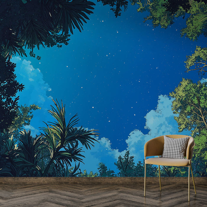 Tapet cer înstelat | Vedere de jos a baldachinului către un cer de noapte
