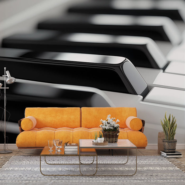 Tapete klaviertastatur | Verfeinerte Details der Tasten eines modernen Klaviers