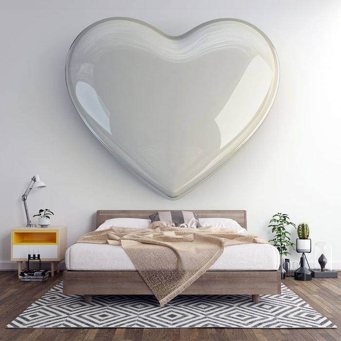 Mural Wallpaper heart | Pearl white