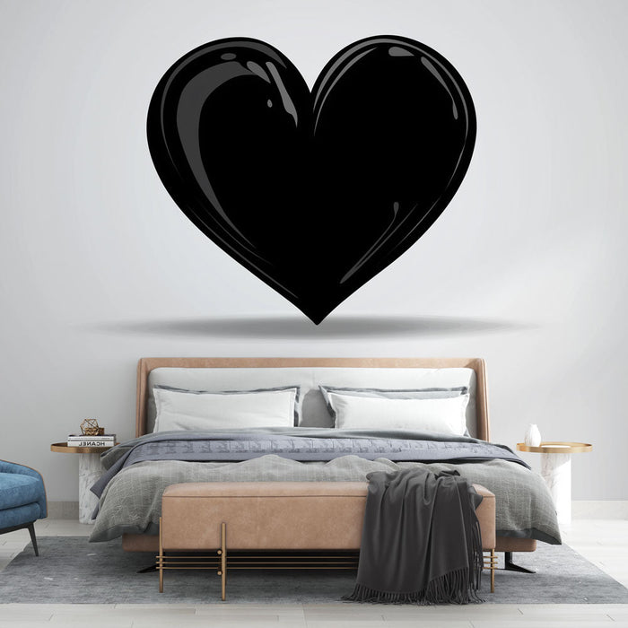 Mural Wallpaper heart | All black and white drawing