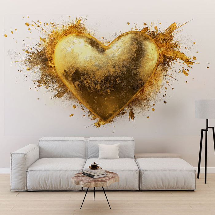 Fototapet hjerte | Guld med glimmer
