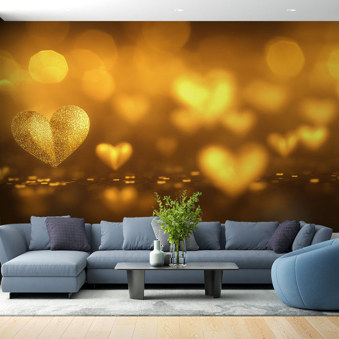 Fototapet hjerte | Guld og glitter