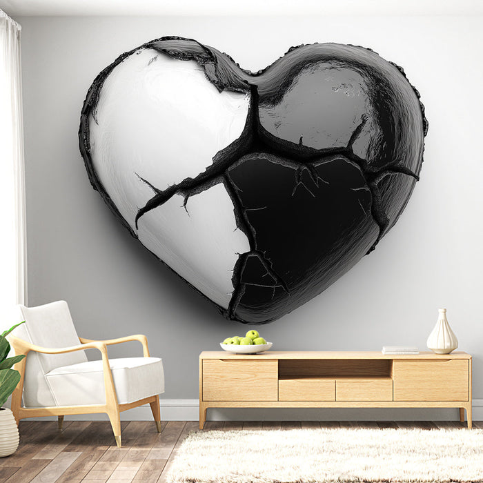 Papel pintado heart | Negro y blanco