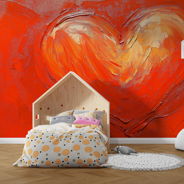 Muralna tapeta srce | Rdeča barva