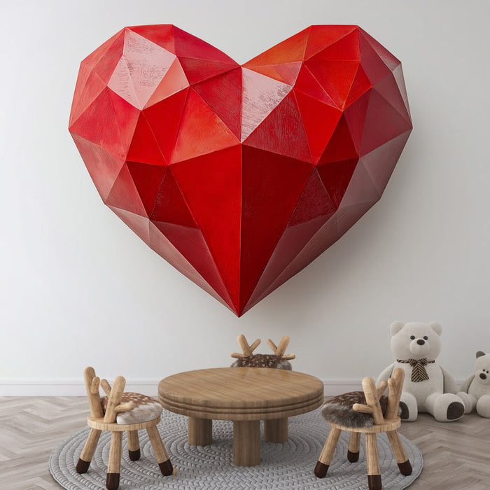 Fototapet hjärta | Fasetterat rött