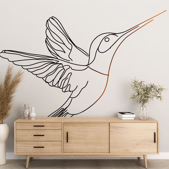 Mural Wallpaper hummingbird | Minimalist illustration of a hummingbird in flight