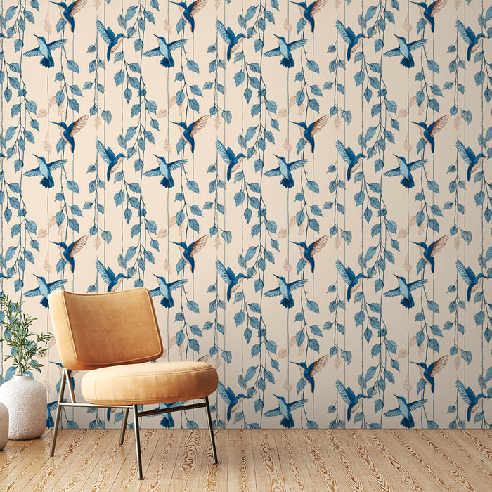 Fototapeet colibri | Kolibri motiiv ümbritsetud roheliste lehtedega