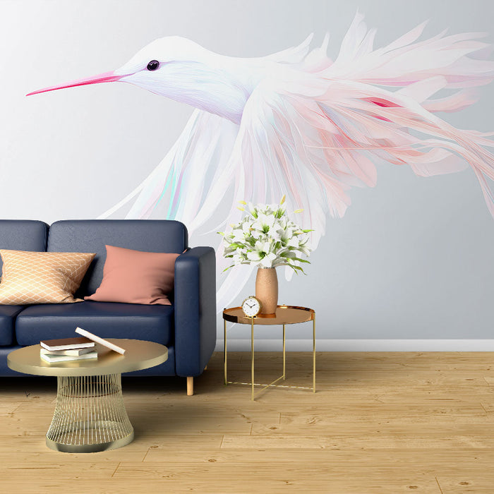 Mural Wallpaper hummingbird | Stylized bird with light feathers and pastel colors