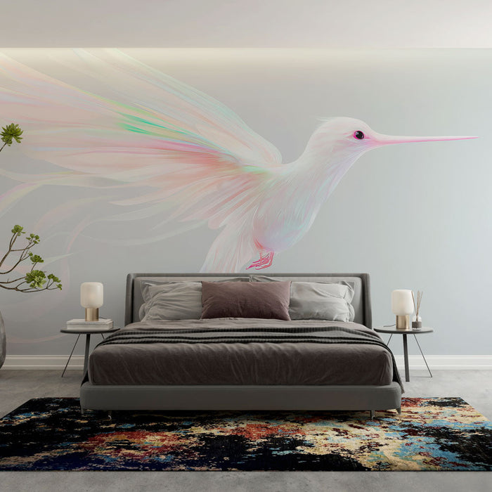 Mural Wallpaper hummingbird | A bird with translucent feathers in pastel colors