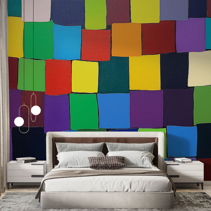 Tapet färgglad | Geometriska mönster i block av ljusa färger