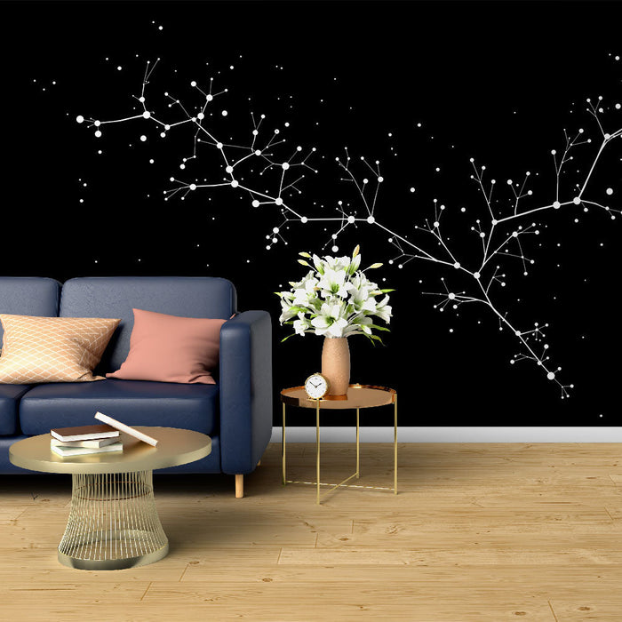 Fototapeet tähtkujudega | Tähtede haru muster mustal taustal