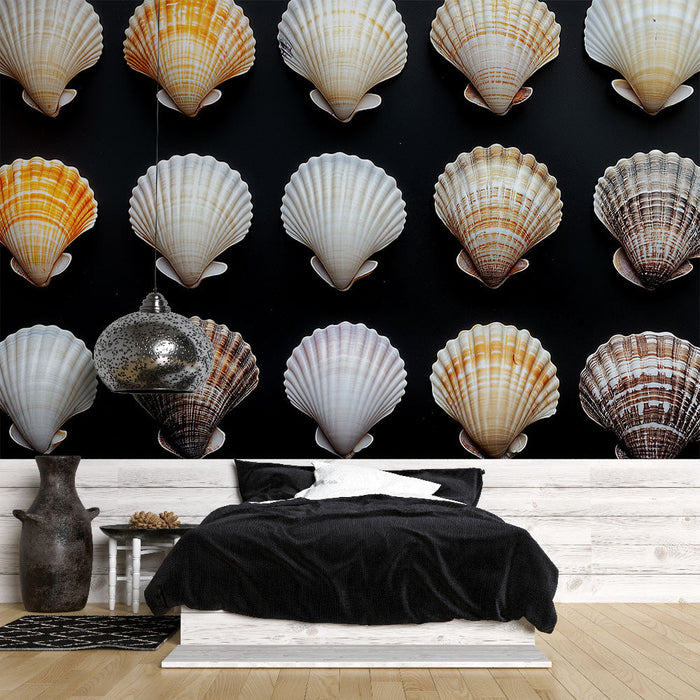Papel de parede concha do mar | Coleção de conchas variadas em cores naturais