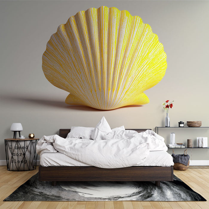 Foto Behang schelp | Gele schelp met elegant ontwerp