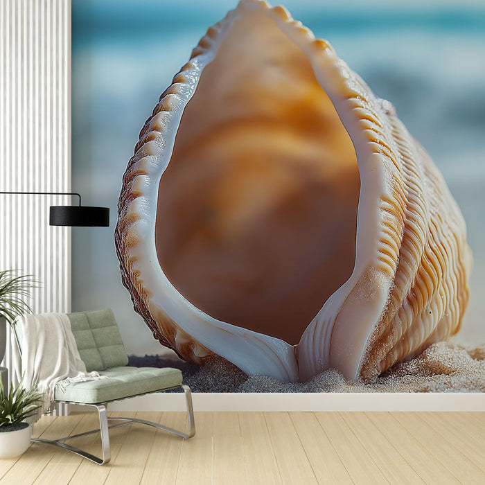 Papel de parede concha do mar | Concha do mar marinha com tons suaves e naturais