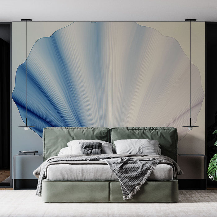 Papel de parede concha-do-mar | Concha abstrata com tons de azul e branco
