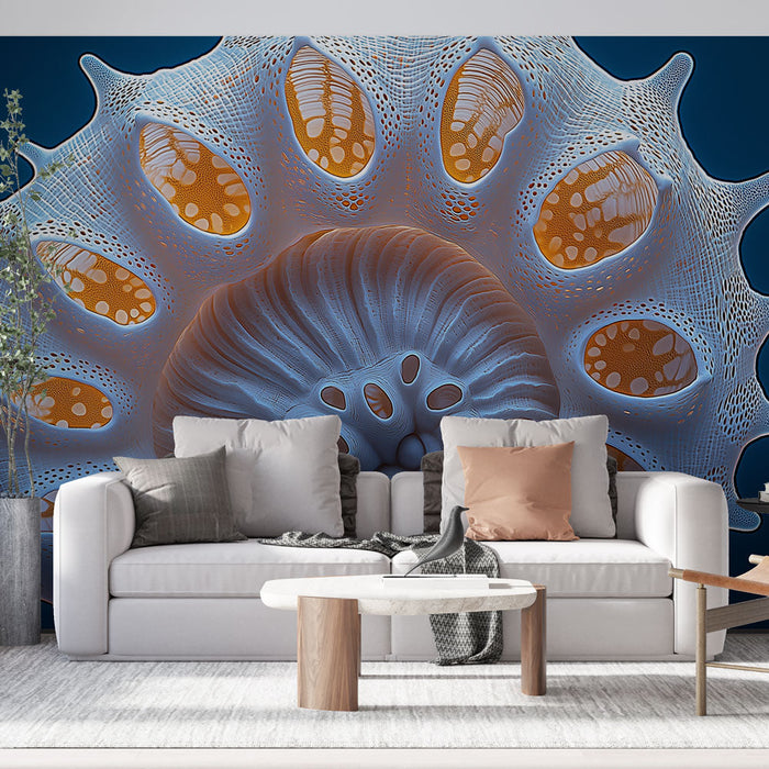 Falikép tapéta kagyló | Finom 3D kagylóminta fényhatással