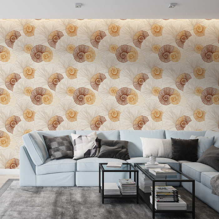 Tapete coquillage | Muschelmuster in natürlichen Farbtönen