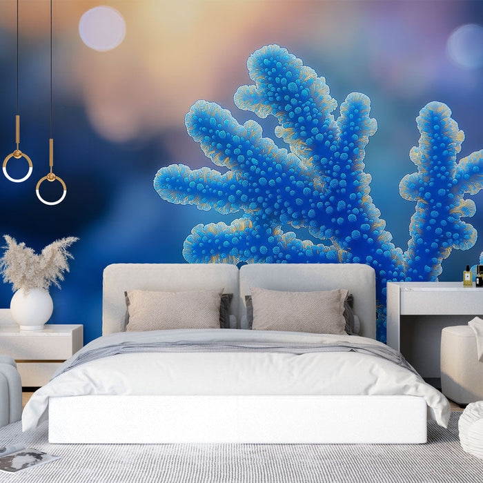 Papel de parede aquático coral | Padrão de coral azul com efeitos de luz