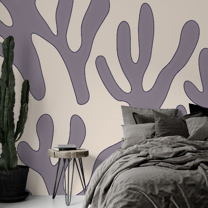 Tapete Korallenbeige | Abstrakte Silhouetten auf einem beigen Hintergrund