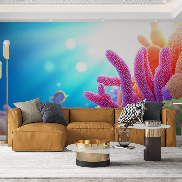 Tapete koralle | Farbenfrohes marines Ökosystem mit lebhaften Korallen