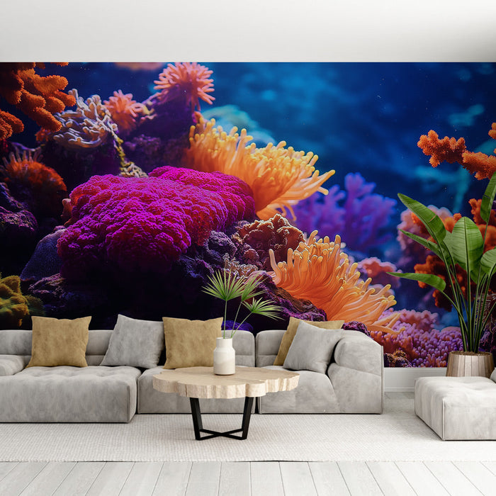 Falfestmény tapéta korall | Élénk tengeri ökoszisztéma színes korallokkal
