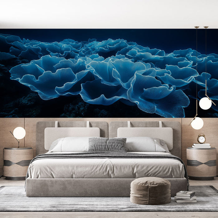 Fototapet deniz mercanı | Parlak mavi mercan deseni sualtında