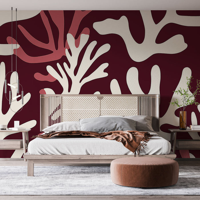 Tapete Koralle | Abstraktes Muster von Korallen in warmen Tönen