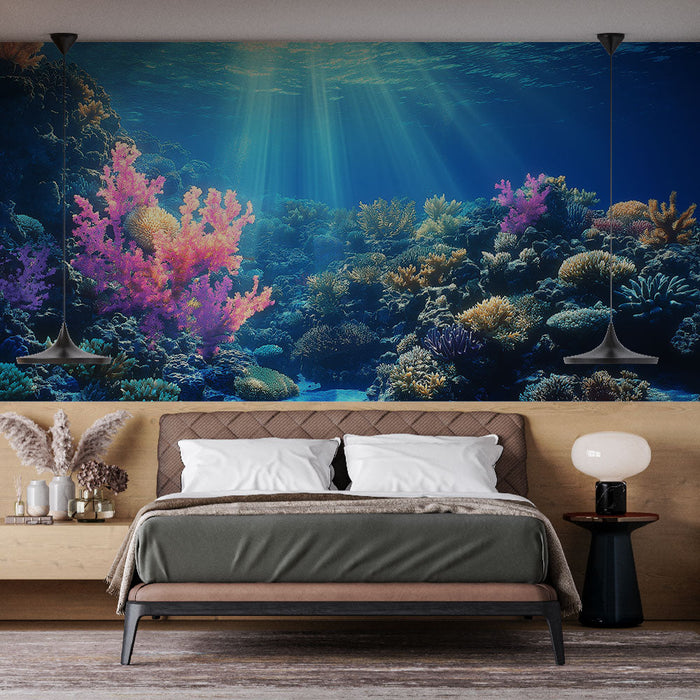 Fototapet koral | Levende undervandslandskab med farverige koraller