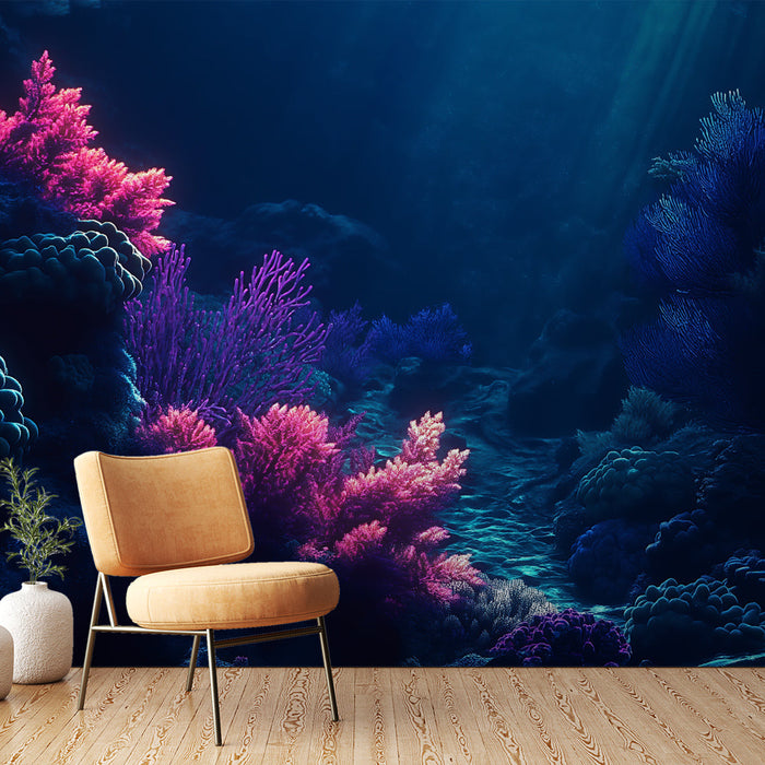 Fototapet koral | Levende undervandsscene med farverige koraller
