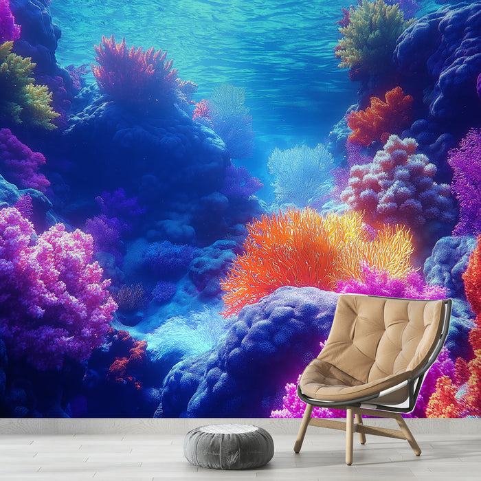 Fototapet koral | Livligt undervand med farverige koraller