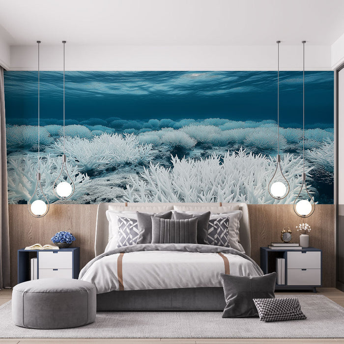 Tapeta beli korali | Potapljanje pod vodo v mirni pokrajini koral